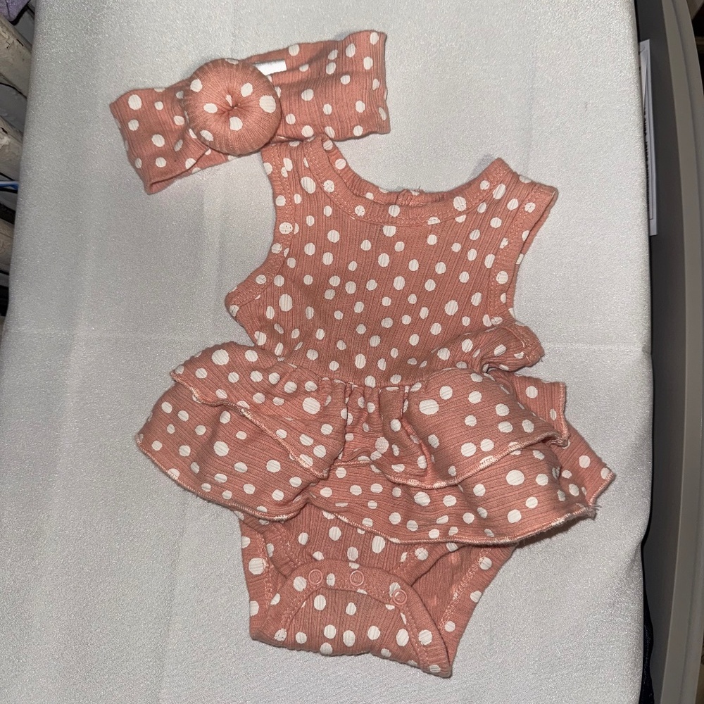 Babygirl pink polkadot outfit